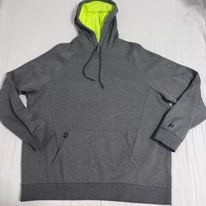 Russell Athletic Gray Hoodie with Neon Yellow Interior